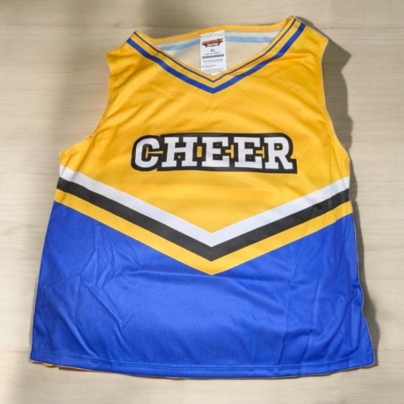 Girl's Blue Cheerleader Uniform Costume, XL - Picture 4 of 4